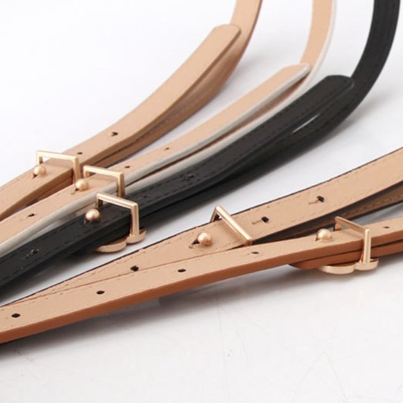 Skinny Camel Belt w/Gold Heart Buckle - Picture 9 of 12